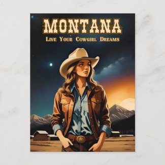 Cute Artsy Night Sky Montana Cowgirl