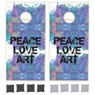 cute artsy PEACE LOVE ART Cornhole Set