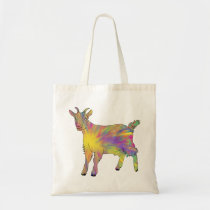 Cute Artsy Rainbow Goat Colorful Farm Animal Art Tote Bag