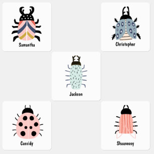 Cute as a bug colorful personalized back to school kids' labels