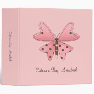 Cute as a Bug · Pink & Brown Butterfly 3 Ring Binder