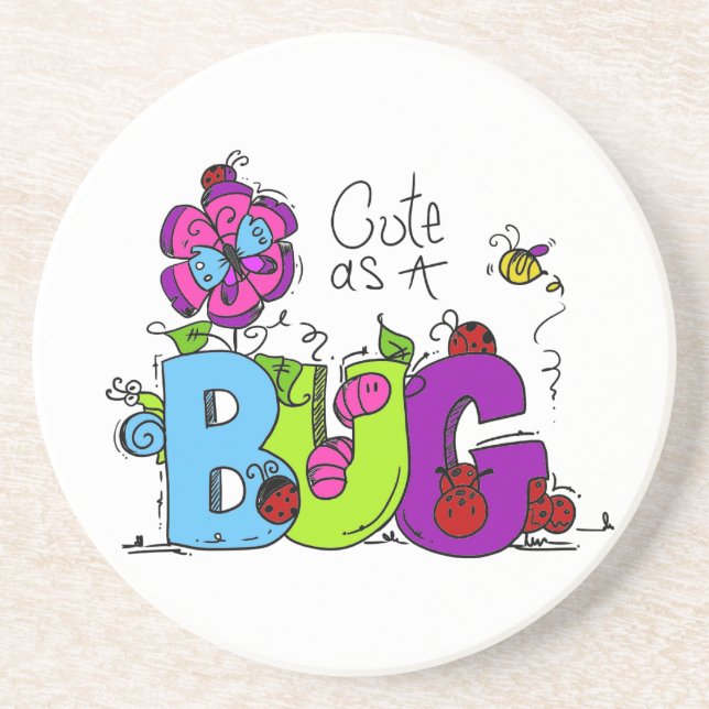Cute as a Bug Sandstone Coaster (Front)