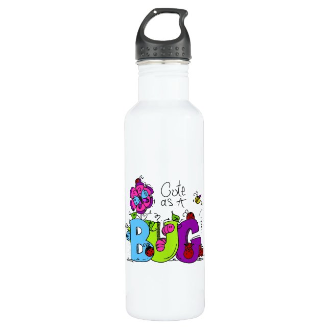 Cute as a Bug Stainless Steel Water Bottle (Front)