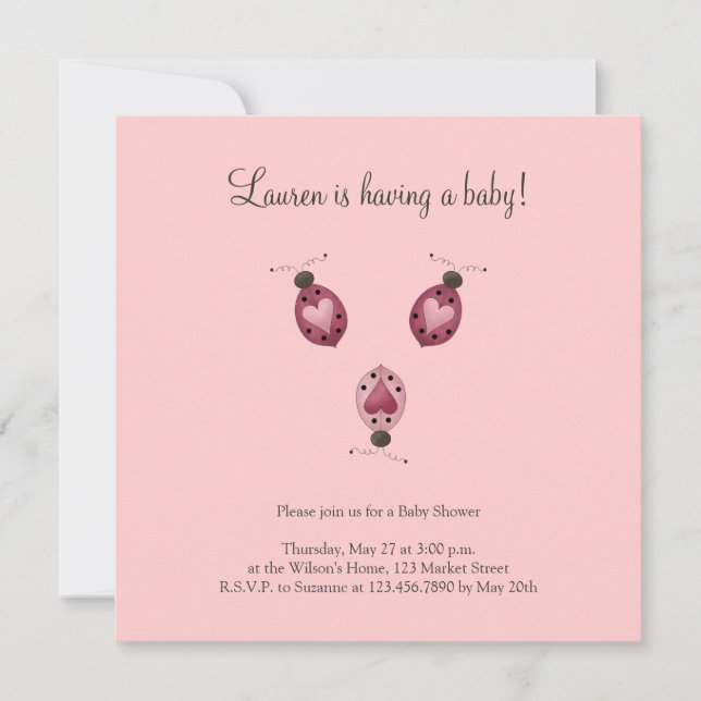 Cute as a Bug · Three Ladybugs Invitation (Front)