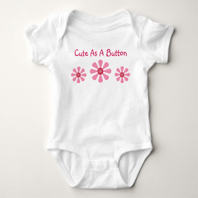 Cute As A Button Baby Bodysuit (Front)