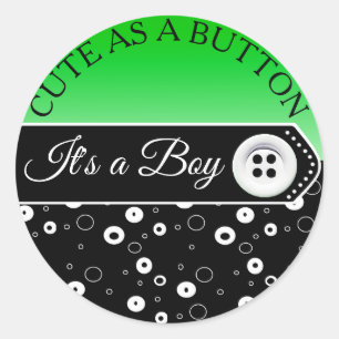 Cute as a Button Baby Carriage Baby Shower Sticker