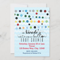 CUTE AS A BUTTON Baby Shower Birthday Invitations