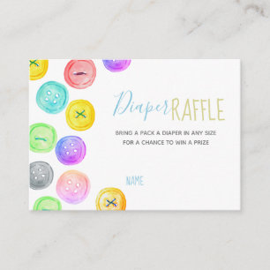 Cute as a button baby shower diaper raffle enclosure card