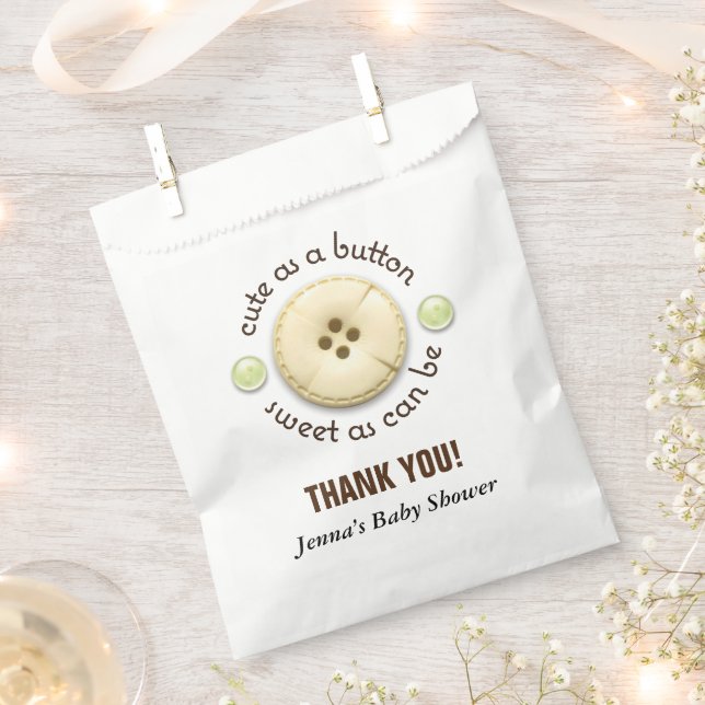 Cute as a Button Baby Shower Favor Bag (Clipped)