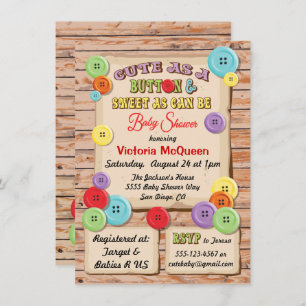 Cute as a Button Baby Shower Invitation
