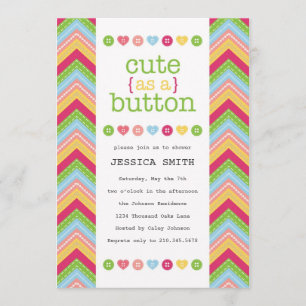 Cute as a Button Baby Shower Invitation
