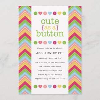 Cute as a Button Baby Shower Invitation