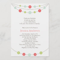 Cute as a Button Baby Shower Invitation