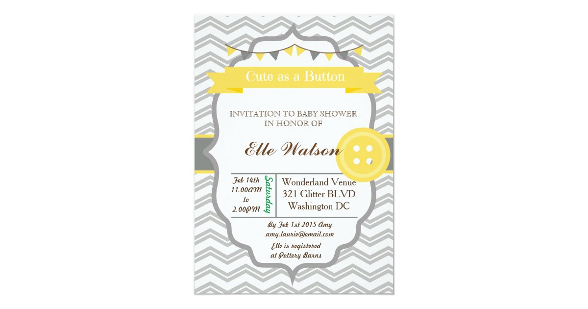 Cute As A Button Baby Shower Invitations Zazzle Com