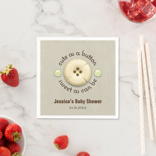 Cute as a Button Baby Shower Napkins