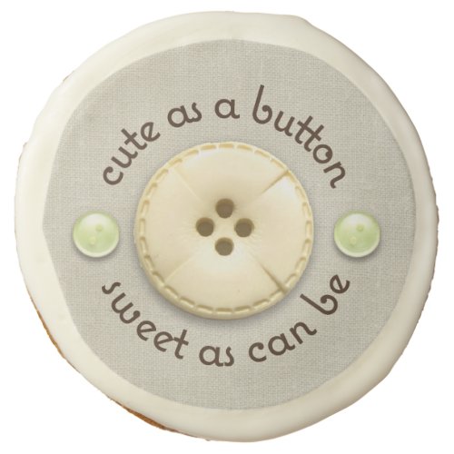 Cute as a Button Baby Shower Sip and See Favor Sugar Cookie