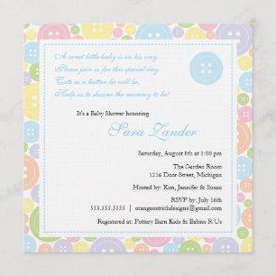 Cute as a Button Boy Baby Shower Invitation