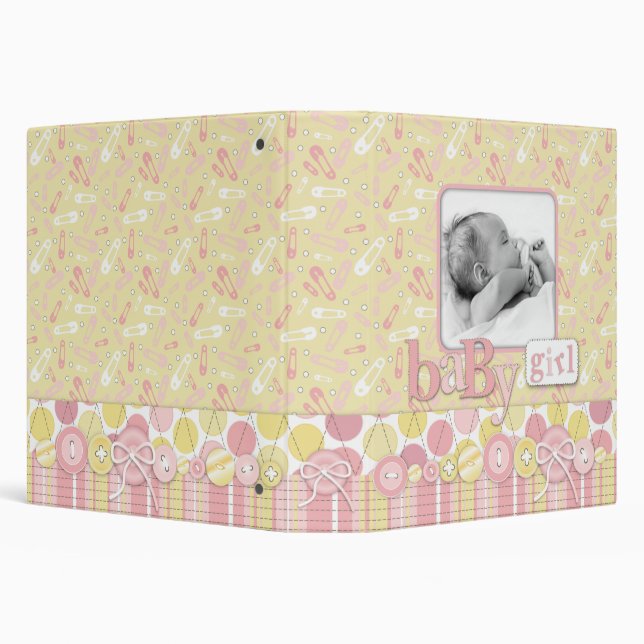 Cute as a Button Girl 1.5in Photo Album Binder (Background)