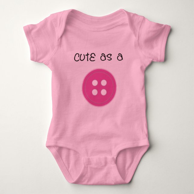 Cute as a Button - Girl Baby Bodysuit (Front)