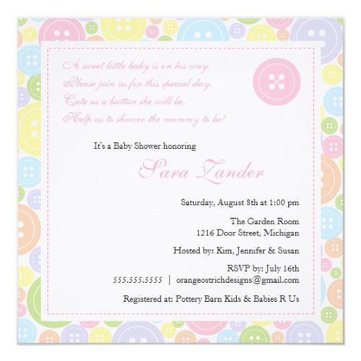 Cute As A Button Invitations 5