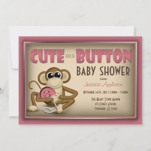 Cute as a Button Pink Baby Shower Invitation