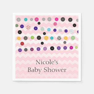 Cute As A Button Pink Baby Shower Party Napkins