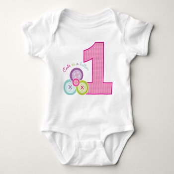 Cute As A Button (pink) First Birthday Shirt by modernmaryella at Zazzle