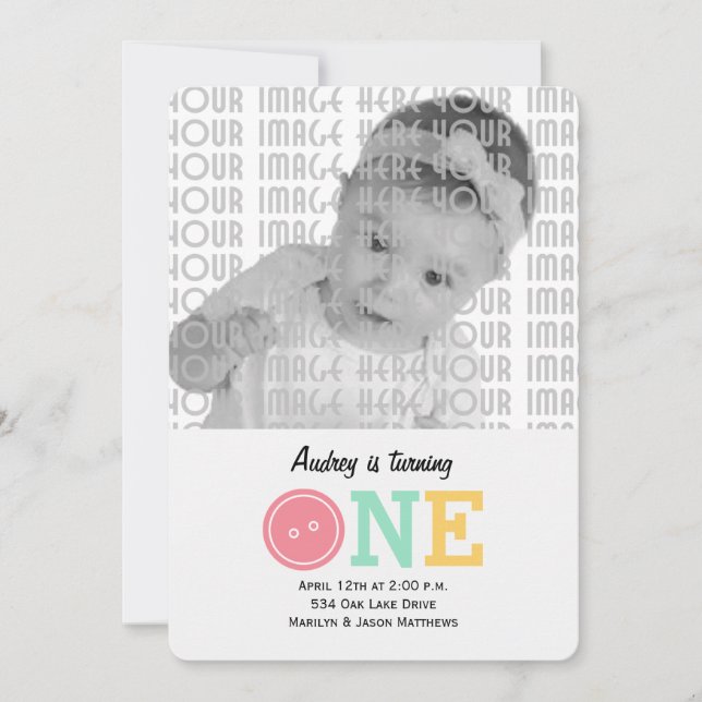 Cute as a Button (Pink) Invitation (Front)