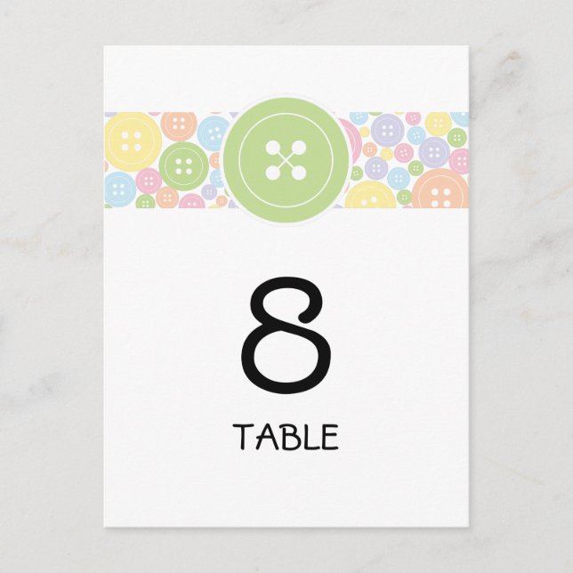 Cute as a Button  |  Table Number Card (Front)