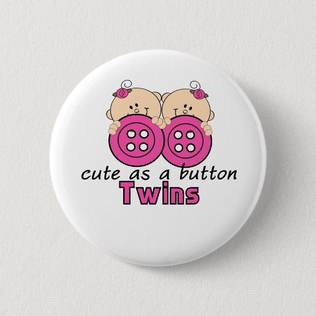 Cute As A Button Twin Girls (Front)