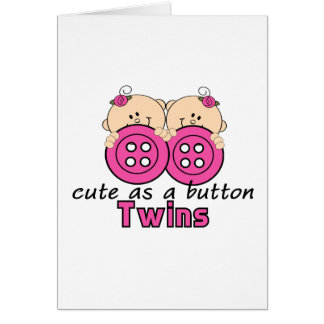 Cute As A Button Twin Girls Cards