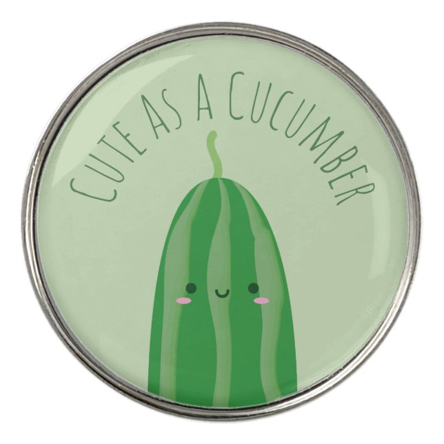 Cute As a Cucumber Funny Cutecumber Golf Ball Marker (Front)