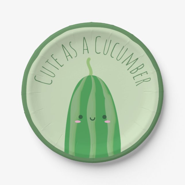 Cute As a Cucumber Funny Cutecumber Paper Plates (Front)