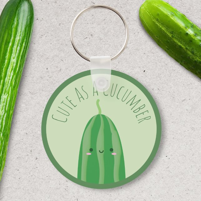 Cute As a Cucumber Funny Kawaii Cutecumber Keychain (Creator Uploaded)