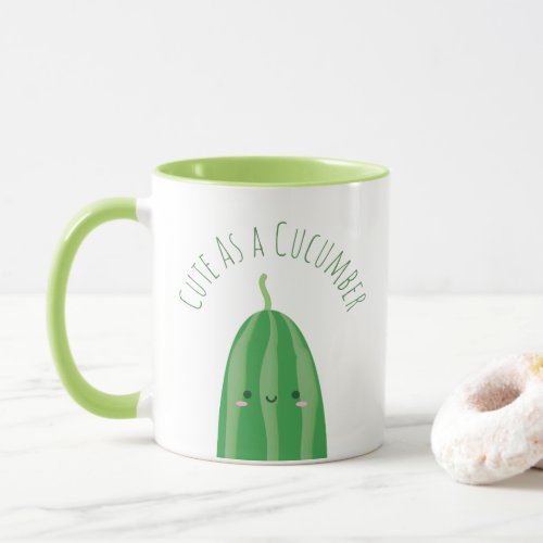 Cute As a Cucumber Funny Kawaii Cutecumber Mug