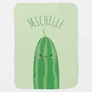 Cute As a Cucumber Funny Kawaii Cutecumber Name Baby Blanket