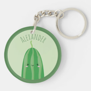 Cute As a Cucumber Funny Kawaii Cutecumber Name Keychain