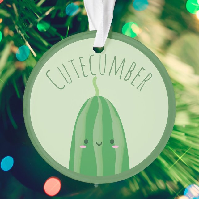 Cute As a Cucumber Funny Kawaii Cutecumber Name Ornament (Creator Uploaded)