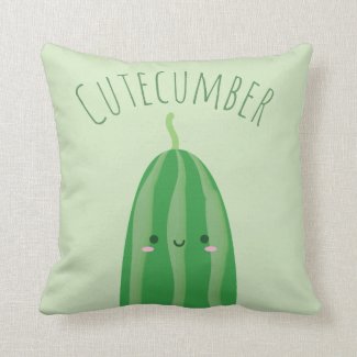 Cute As a Cucumber Funny Kawaii Cutecumber Name Throw Pillow