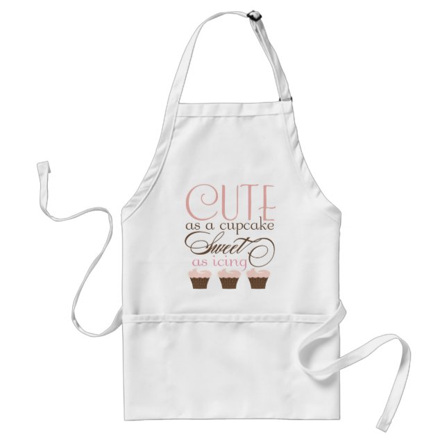 Cute as a cupcake! Pink & Brown Adult Apron (Front)