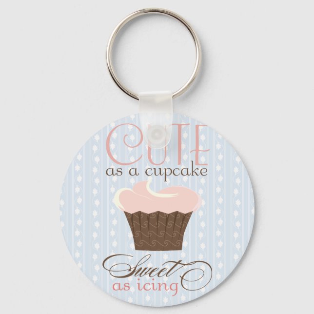 Cute as a cupcake! Pink & Brown Keychain (Front)