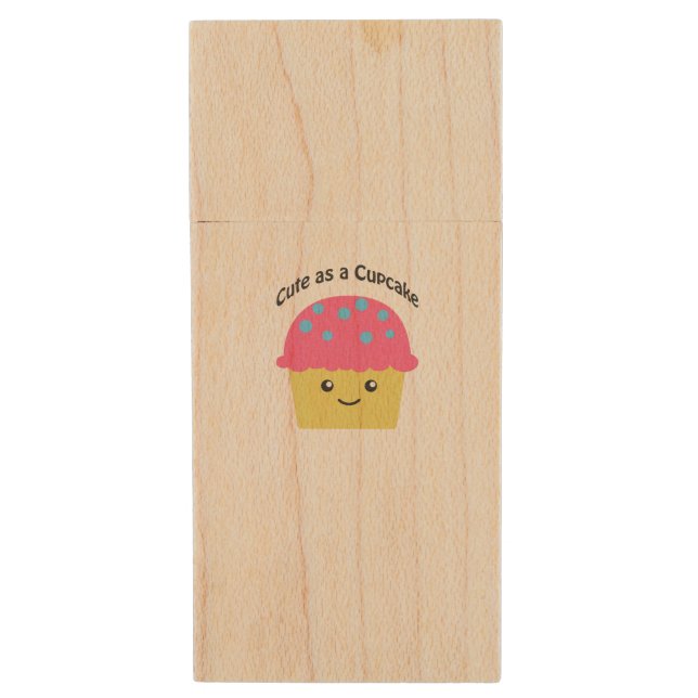 Cute as a Cupcake Wood USB Flash Drive (Front Vertical)