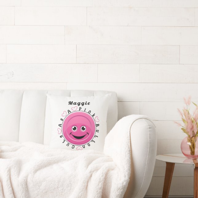 Cute as a Pink Button Throw Pillow (Couch)