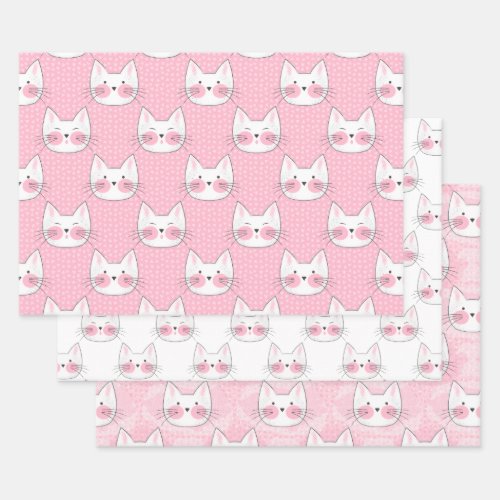 Cute as Can Be Japanese Kitty Cats Wrapping Paper Sheets