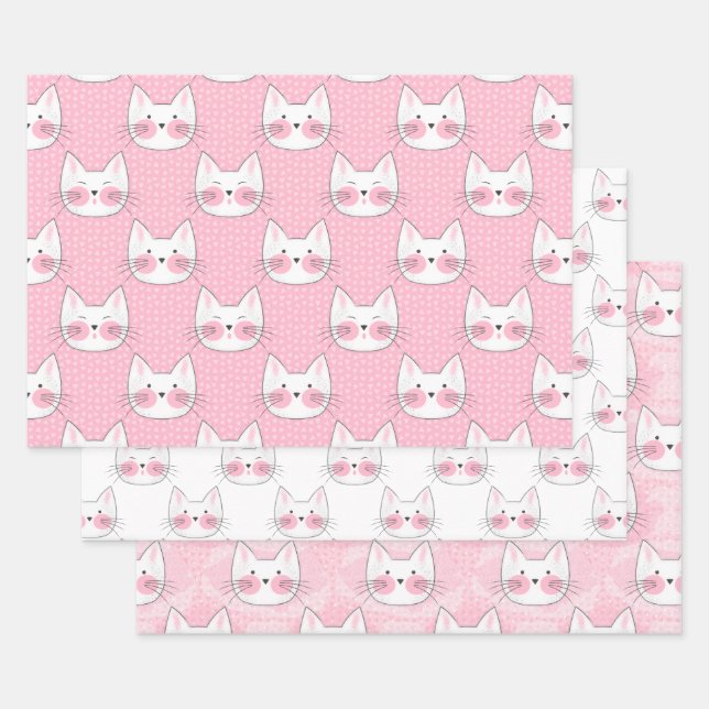 Cute as Can Be Japanese Kitty Cats Wrapping Paper Sheets (Set)