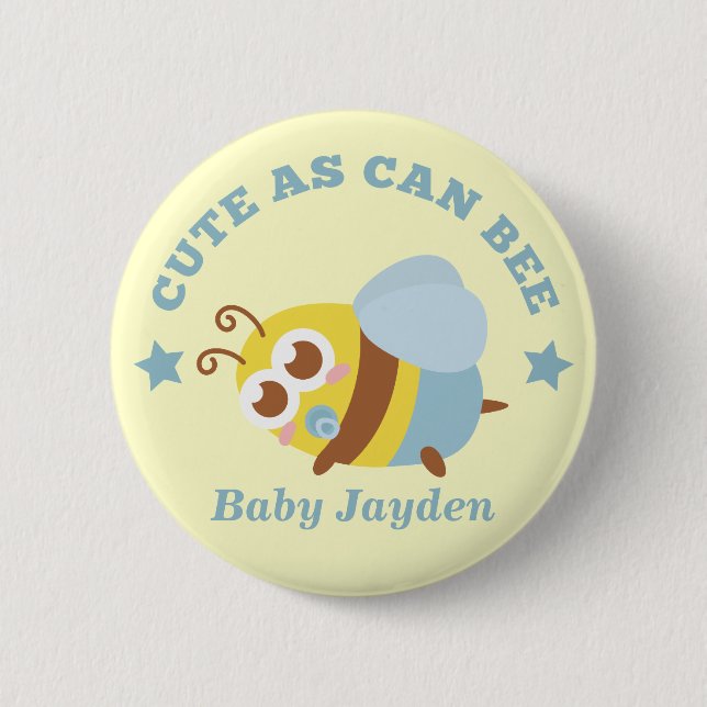Cute as Can Bee, Baby Boy Pinback Button (Front)