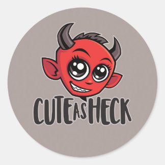 Cute as Heck Devil Classic Round Sticker