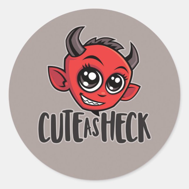 Cute as Heck Devil Classic Round Sticker (Front)