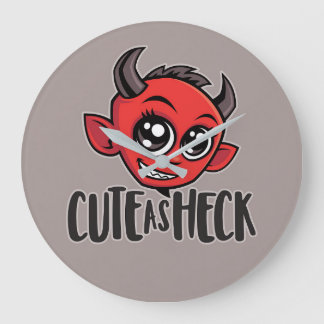Cute as Heck Devil Large Clock