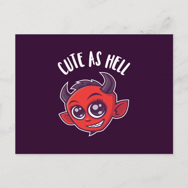 Cute as Hell Devil Holiday Postcard (Front)